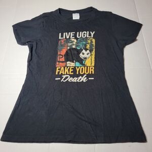 💚Live Ugly Fake Your Own Death Opossum‎ Graphic T-Shirt Womens Size Small